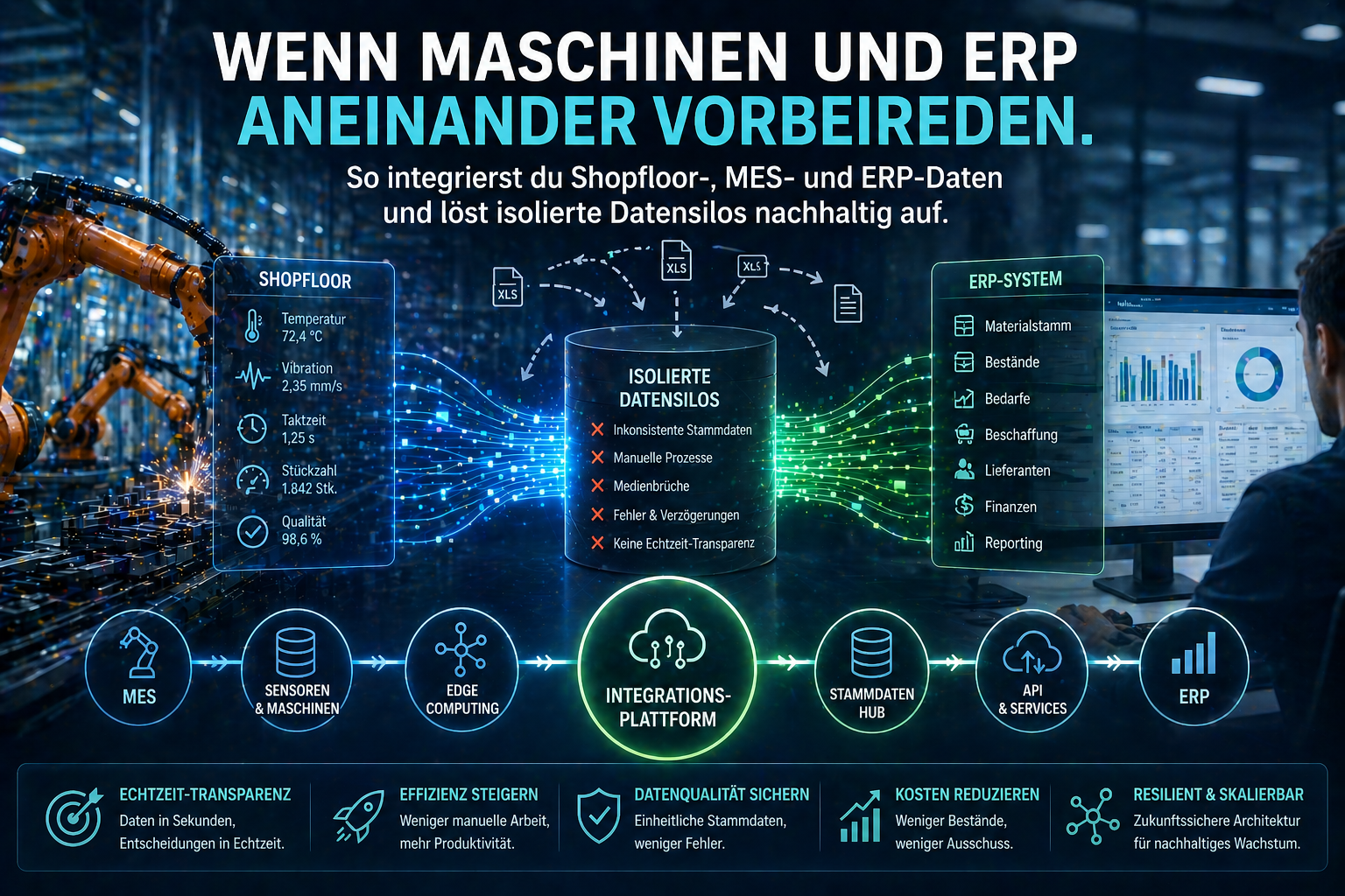 Wie lassen sich isolierte Datensilos zwischen Shopfloor und ERP-System nachhaltig auflösen?