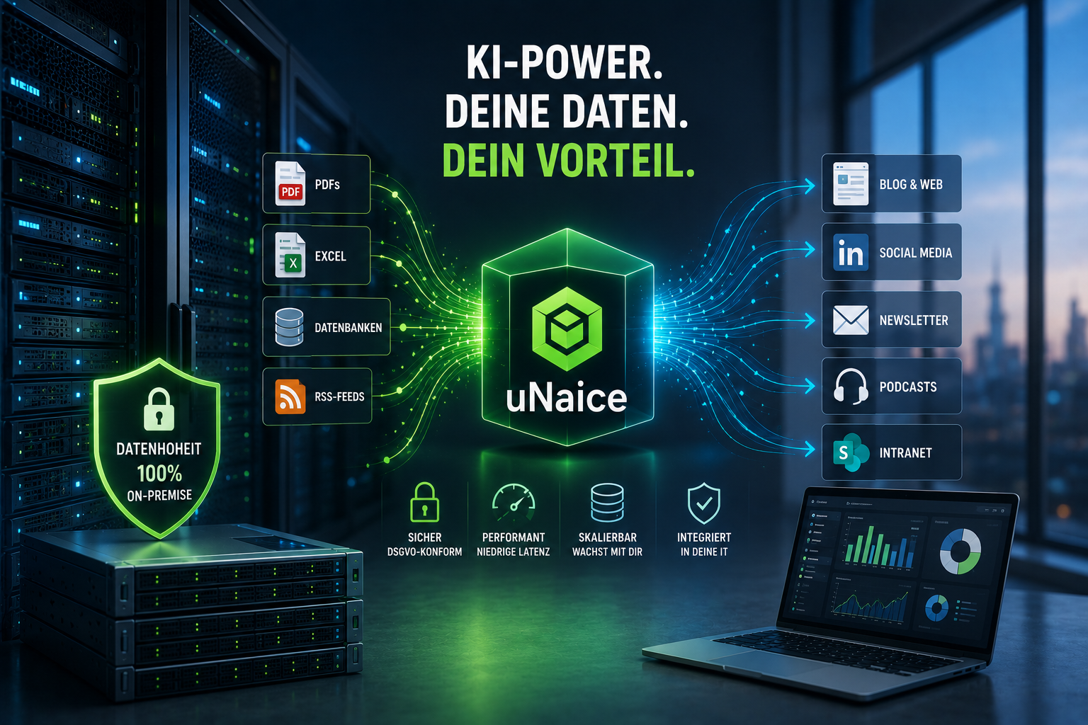 Welche Server-Voraussetzungen gelten für die uNaice On-Premise-Lösung?