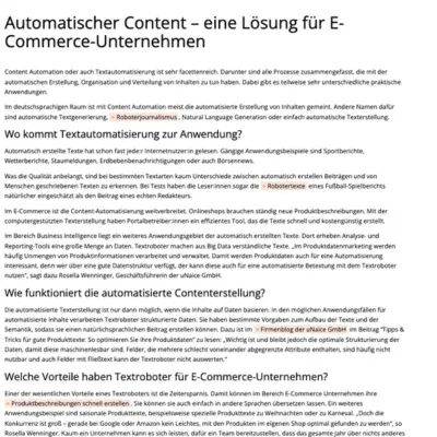 Automatischer Content – eine Lösung für E-Commerce-Unternehmen