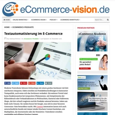 Text automation in e-commerce